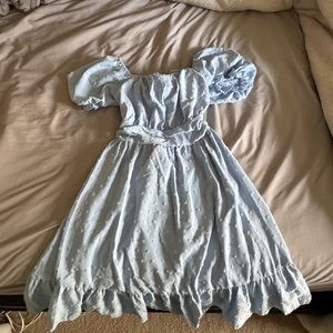 Blue tied back dress